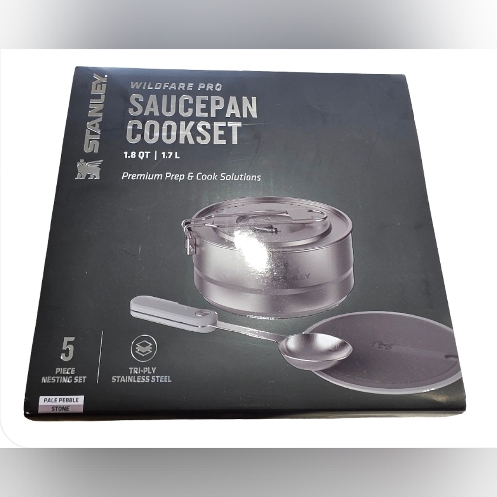 Stanley Wildfare Pro Saucepan Cookset In Pale Pebble Stone NEW